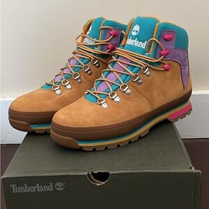 NEW- Timberland Women's Brown and Teal Work Boots